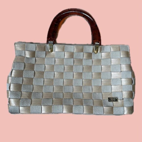 Vintage Creazioni Alma Handbag - Made in Italy, Beige and Gold - Picture 1 of 8